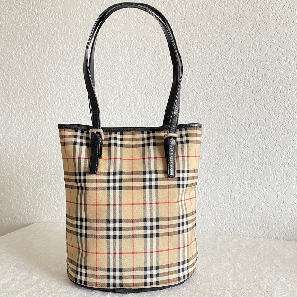 Burberry check bucket tote